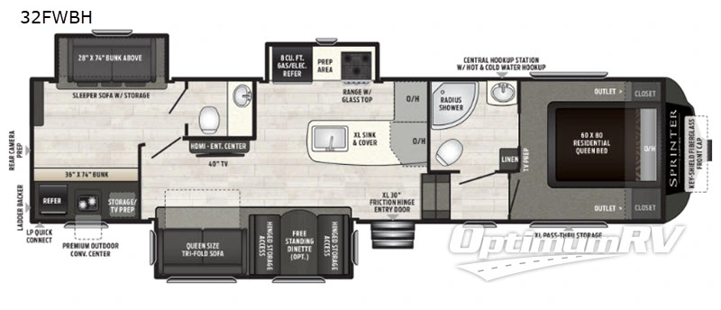 2019 Keystone Sprinter Campfire Edition 32FWBH Floorplan Photo