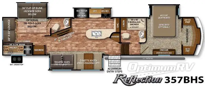 2016 Grand Design Reflection 357BHS Floorplan Photo