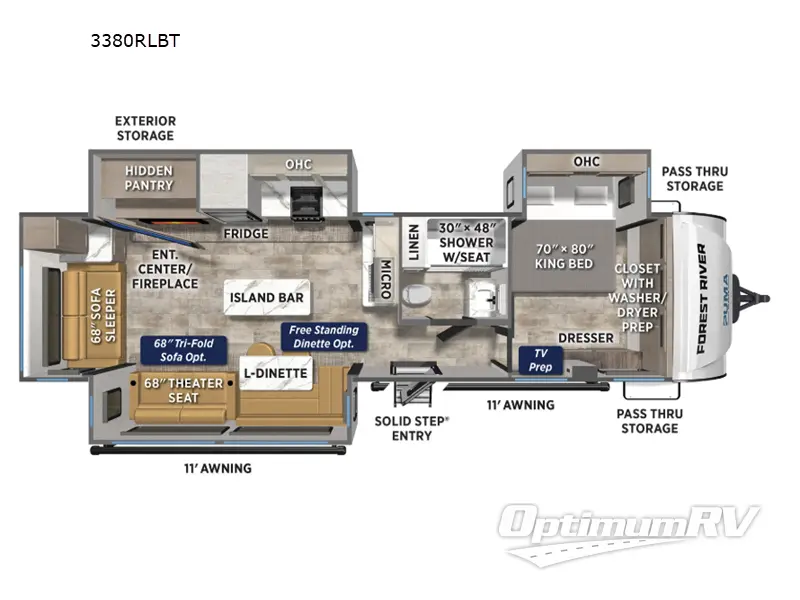 2026 Forest River Puma Tracks 3380RLBT RV Floorplan Photo