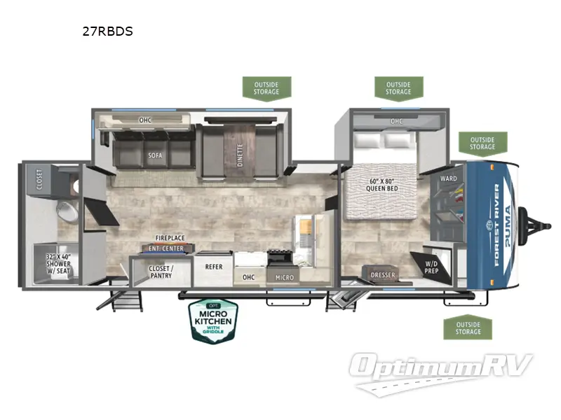 2026 Forest River Puma 27RBDS RV Floorplan Photo