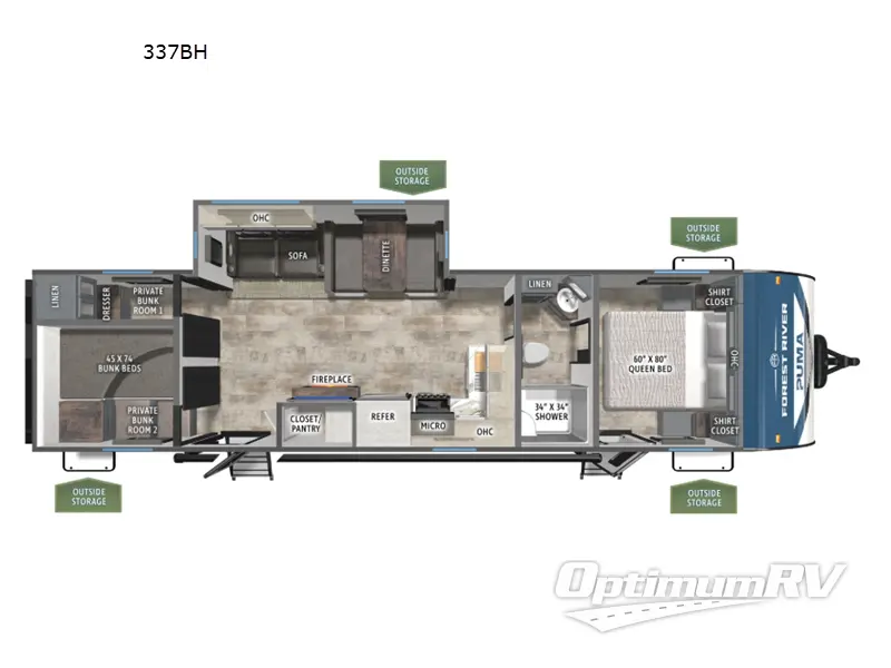 2026 Forest River Puma 337BH RV Floorplan Photo