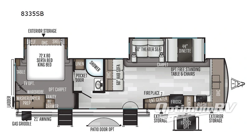 2020 Forest River Rockwood Signature Ultra Lite 8335SB RV Floorplan Photo