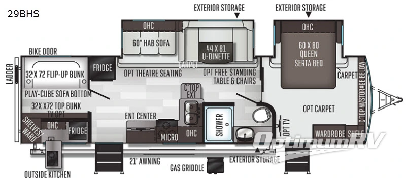 2020 Forest River Flagstaff Super Lite 29BHS Floorplan Photo
