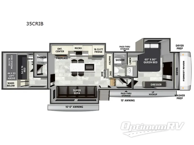 2027 Forest River Wildcat 35CRIB RV Floorplan Photo