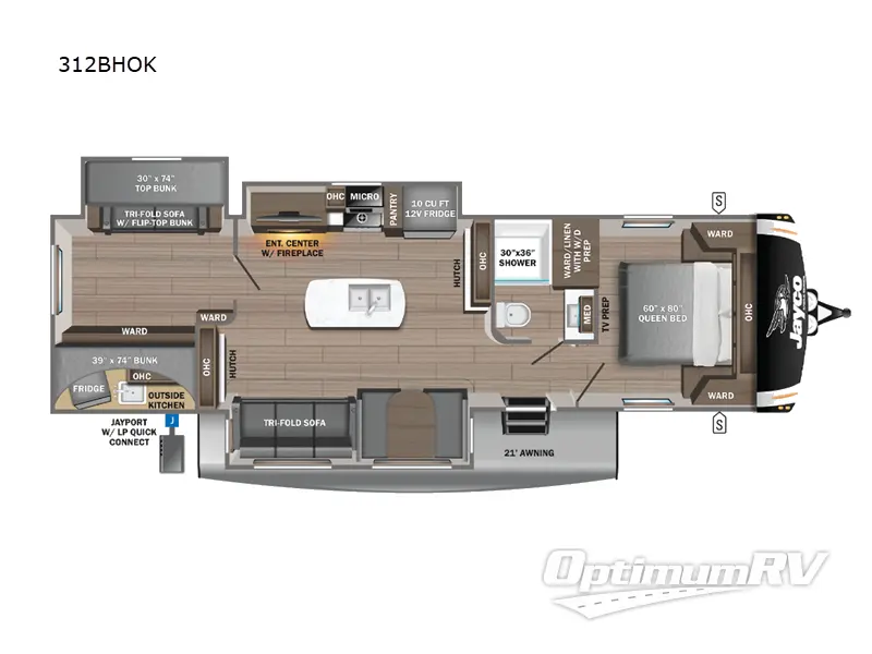 2024 Jayco Eagle 312BHOK Floorplan Photo