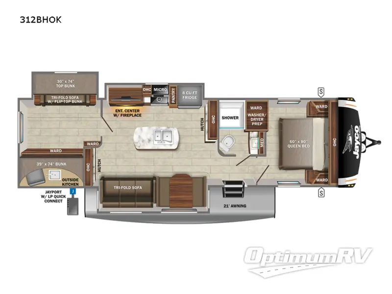 2022 Jayco Eagle HT 312BHOK Floorplan Photo