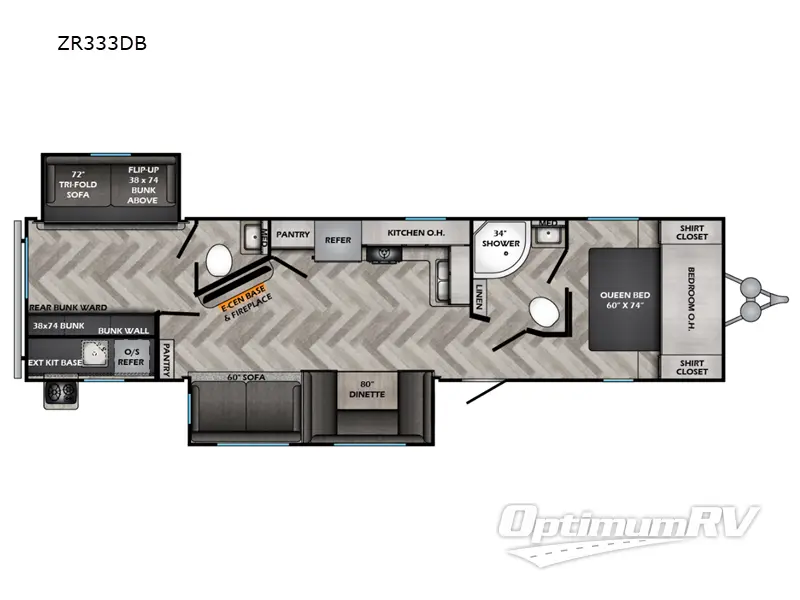 2023 CrossRoads Zinger ZR333DB Floorplan Photo