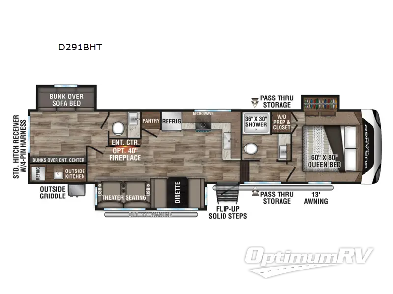 2021 KZ Durango Half-Ton D291BHT Floorplan Photo