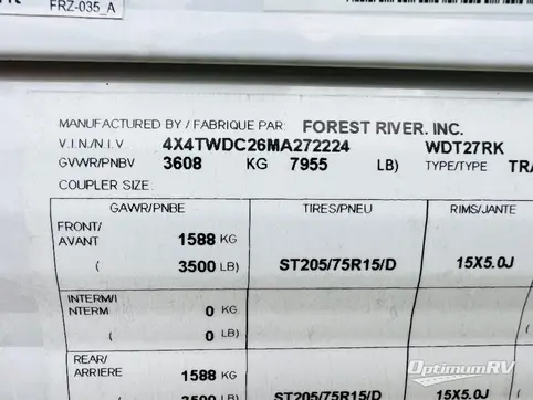 2021 Forest River Wildwood 27RKS RV Photo 4