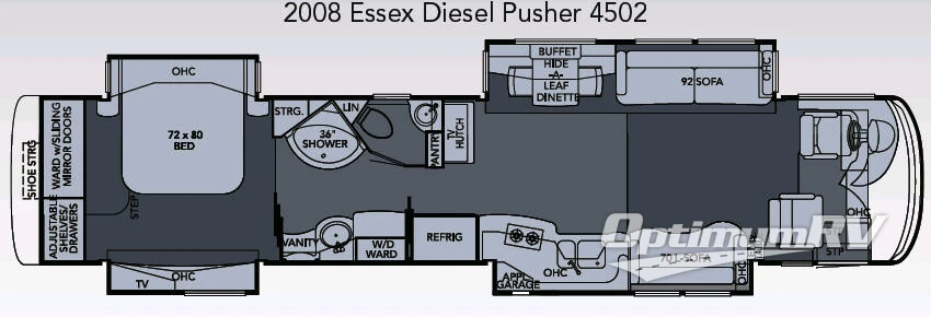 2008 Newmar Essex EXDP 4502 Floorplan Photo