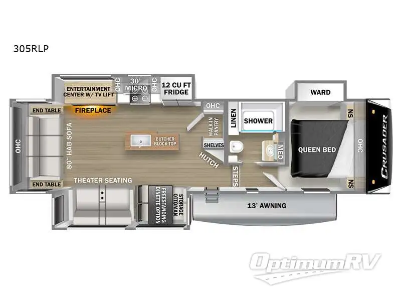 2022 Prime Time Crusader 305RLP Floorplan Photo