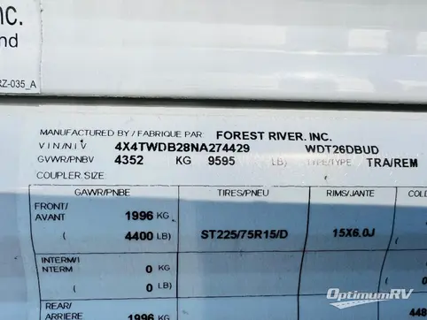 2022 Forest River Wildwood 26DBUD RV Photo 4