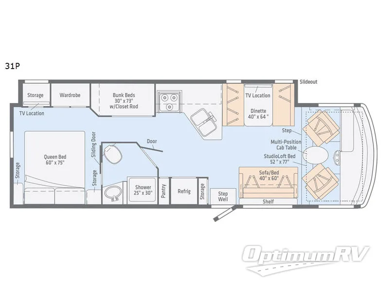2019 Winnebago Intent 31P RV Floorplan Photo