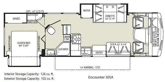 2011 Fleetwood Encounter 30SA RV Floorplan Photo