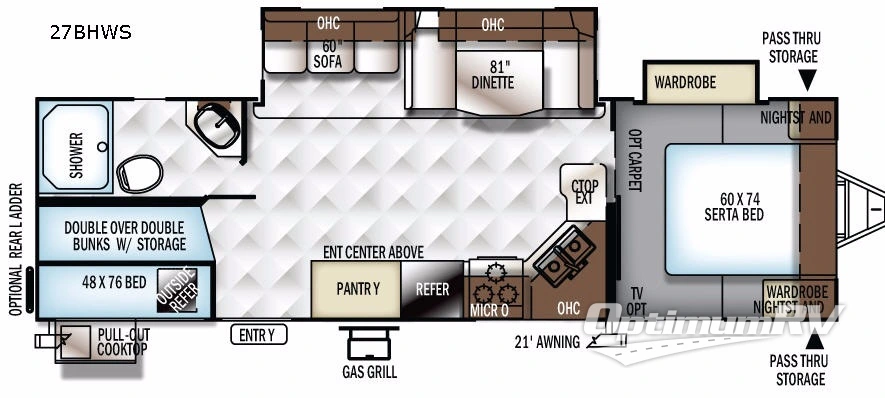 2017 Forest River Flagstaff Super Lite 27BHWS RV Floorplan Photo