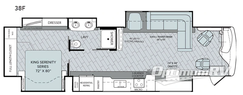 2018 Holiday Rambler Endeavor XE 38F Floorplan Photo