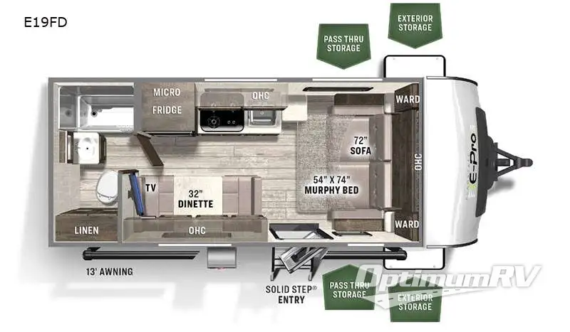 2021 Forest River Flagstaff E-Pro E19FD Floorplan Photo
