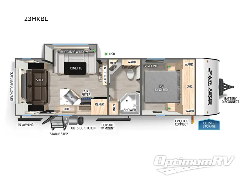 2026 Forest River Cherokee Grey Wolf Black label 23MKBL Floorplan Photo