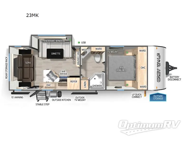 2026 Forest River Cherokee Grey Wolf 23MK RV Floorplan Photo