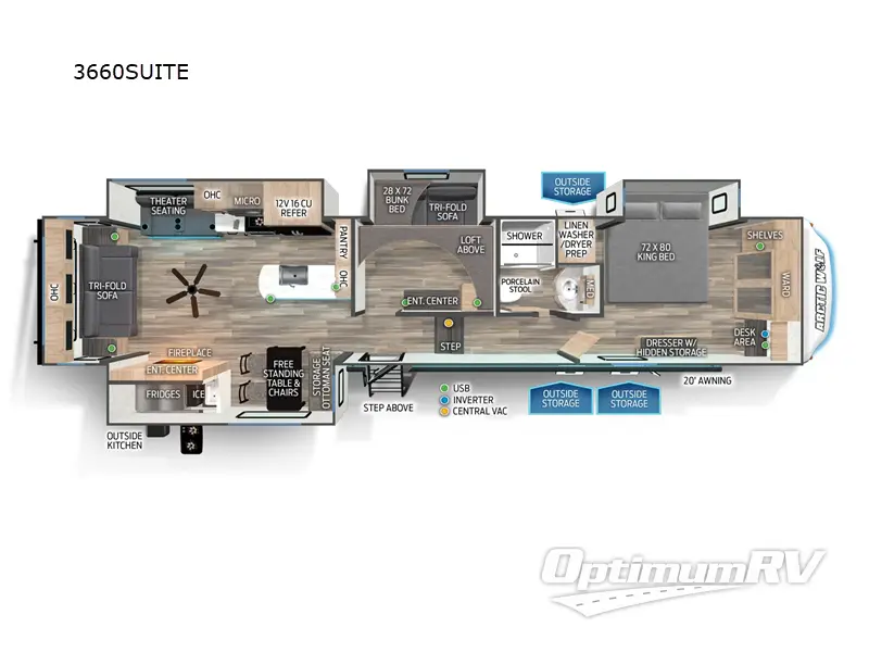 2024 Forest River Cherokee Arctic Wolf Suite 3660 Floorplan Photo
