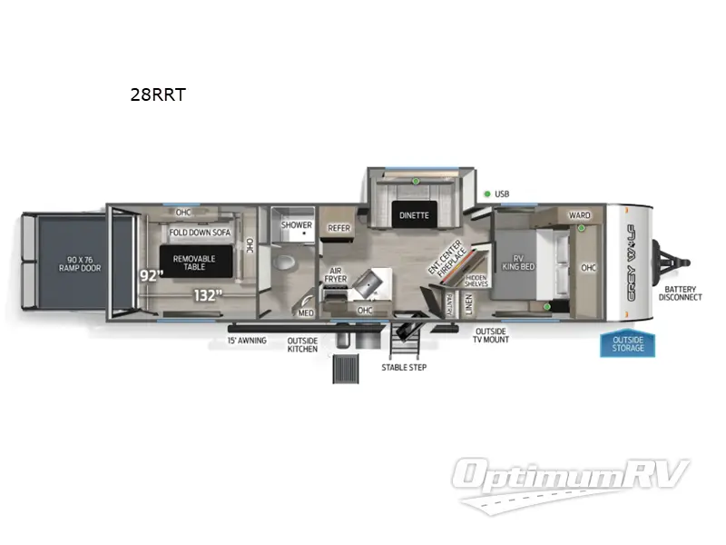 2026 Forest River Cherokee Grey Wolf 28RRT RV Floorplan Photo
