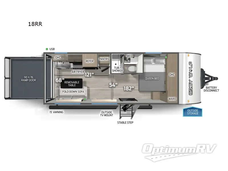 2026 Forest River Cherokee Grey Wolf 18RR RV Floorplan Photo