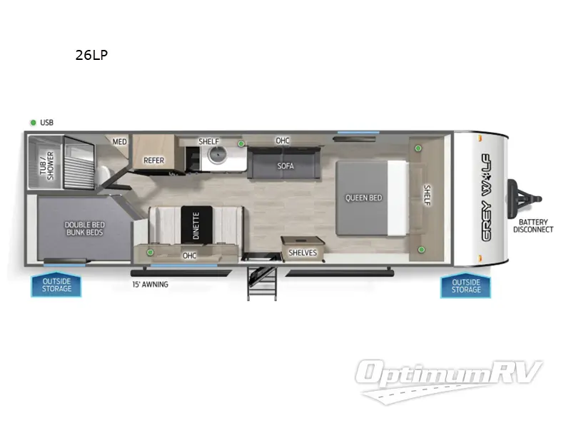 2026 Forest River Cherokee Grey Wolf 26LP Floorplan Photo