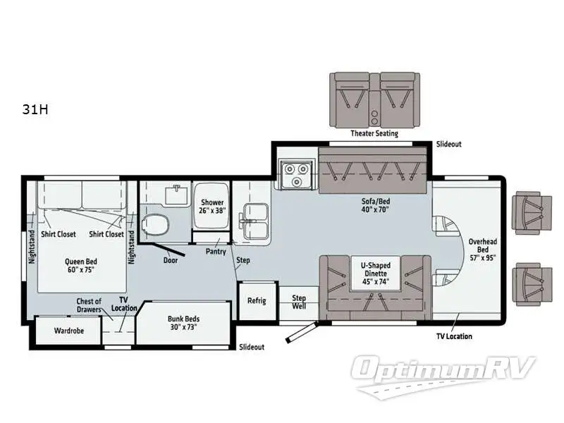 2022 Winnebago Minnie Winnie 31H RV Floorplan Photo