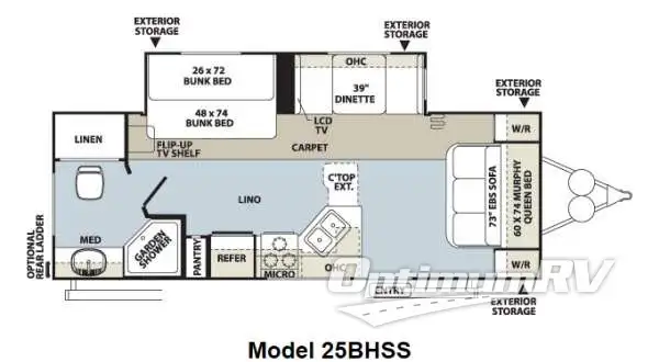 2012 Forest River Flagstaff Super Lite 25BHSS Floorplan Photo