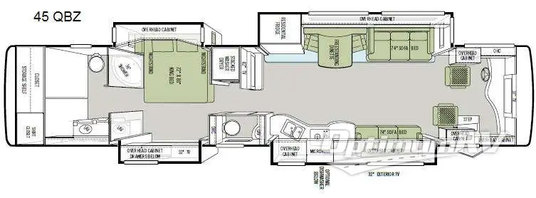 2011 Tiffin Zephyr 45QBZ Floorplan Photo