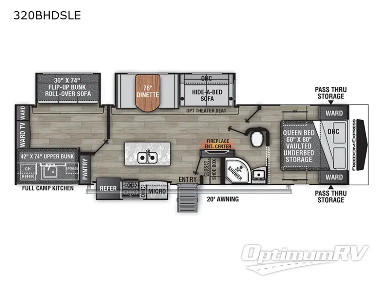 2023 Coachmen Freedom Express Liberty Edition 320BHDSLE RV Floorplan Photo