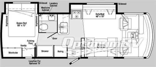 2005 Itasca Sunova 29R RV Floorplan Photo