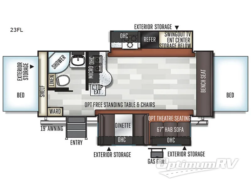 2019 Forest River Rockwood Roo 23FL Floorplan Photo