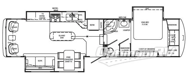 2009 Holiday Rambler Presidential Suite 36 RLT Floorplan Photo