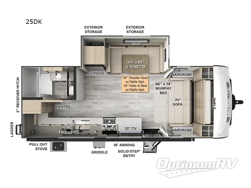 2024 Forest River Flagstaff Micro Lite 25DK Floorplan Photo