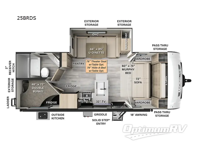 2024 Forest River Flagstaff Micro Lite 25BRDS Floorplan Photo
