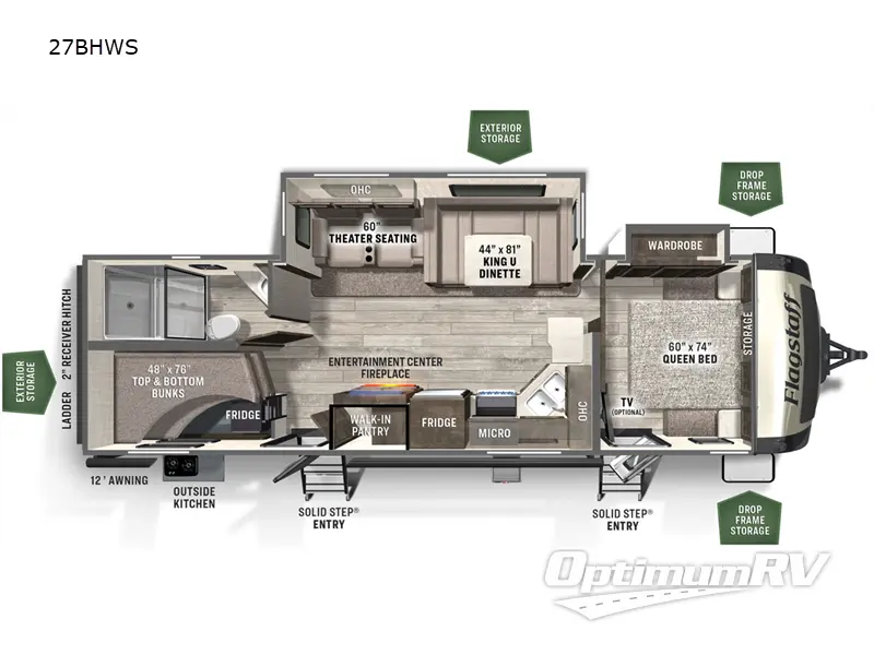 2023 Forest River Flagstaff Super Lite 27BHWS Floorplan Photo