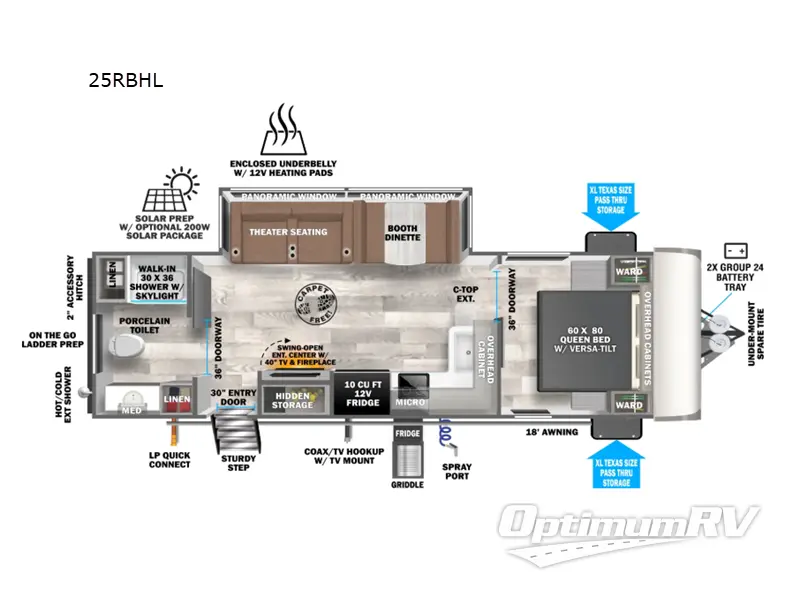 2026 Forest River Wildwood Heritage Glen Hyper-Lyte 25RBHL Floorplan Photo