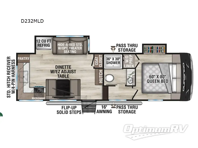 2026 KZ Durango Half-Ton D232MLD Floorplan Photo