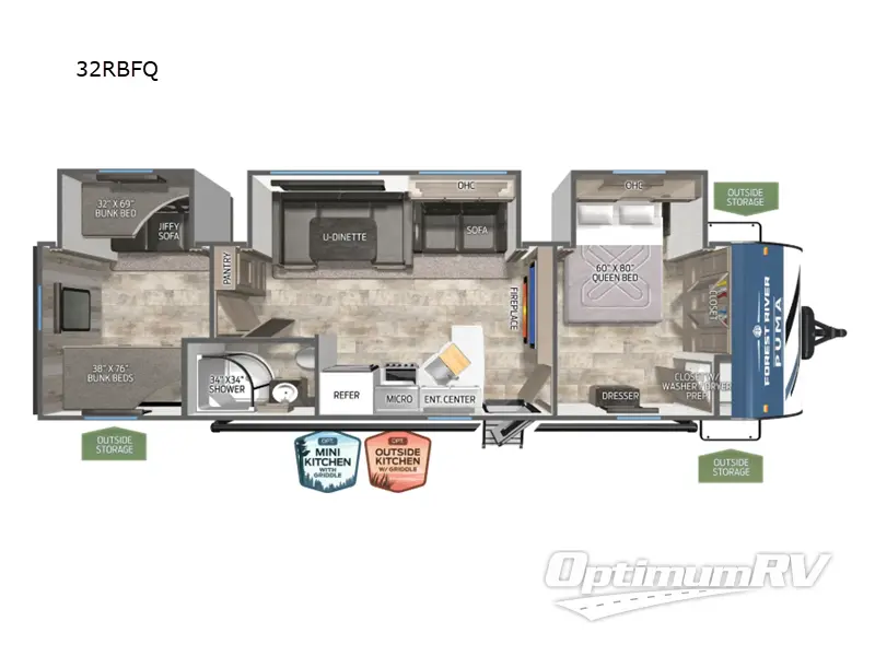 2026 Palomino Puma 32RBFQ RV Floorplan Photo