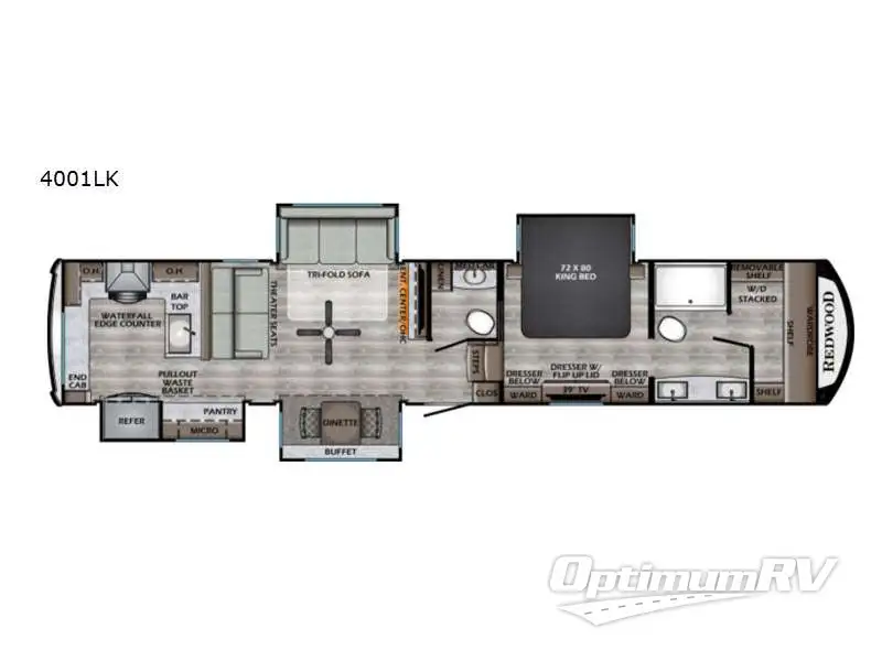 2021 Redwood Redwood 4001LK RV Floorplan Photo