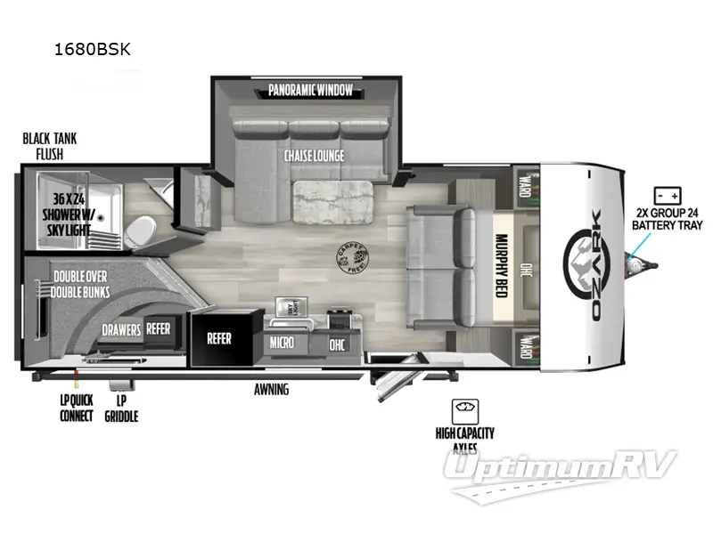 2024 Forest River Ozark 1680BS Floorplan Photo