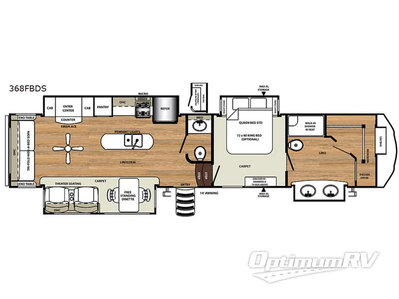 2019 Forest River Sierra 368FBDS Floorplan Photo