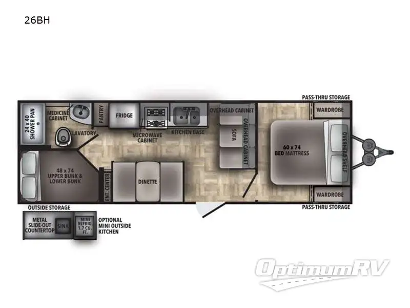 2022 Shasta Shasta 26BH Floorplan Photo