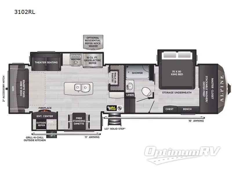2023 Keystone alpine 3102RL Floorplan Photo