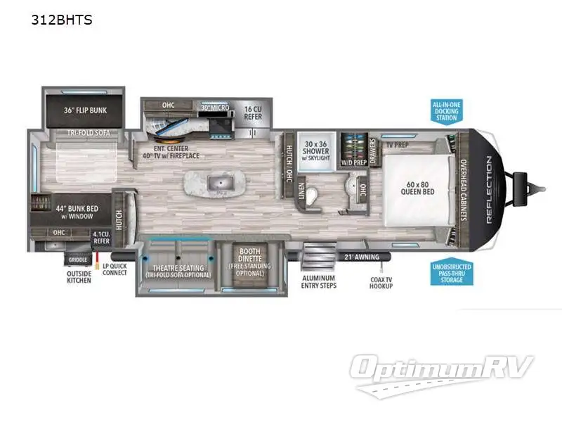 2022 Grand Design Reflection 312BHTS RV Floorplan Photo