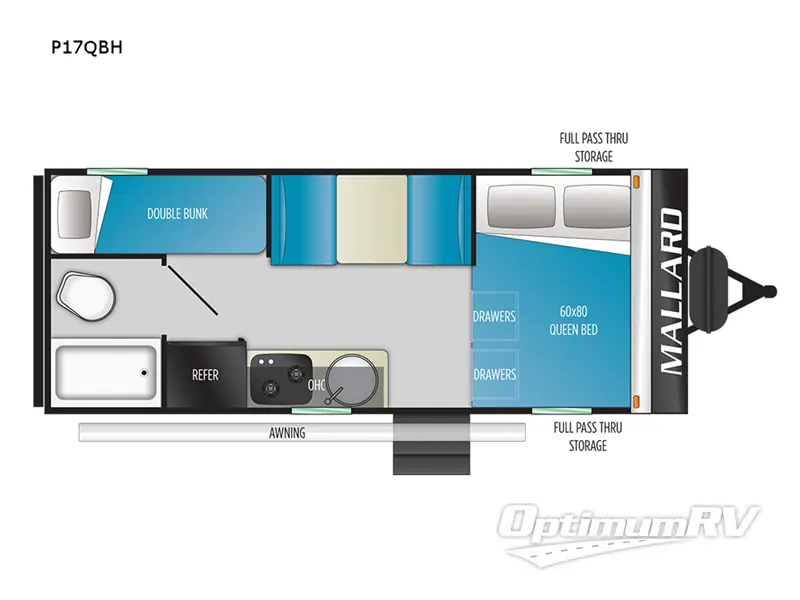 2022 Heartland Mallard Pathfinder P17QBH Floorplan Photo