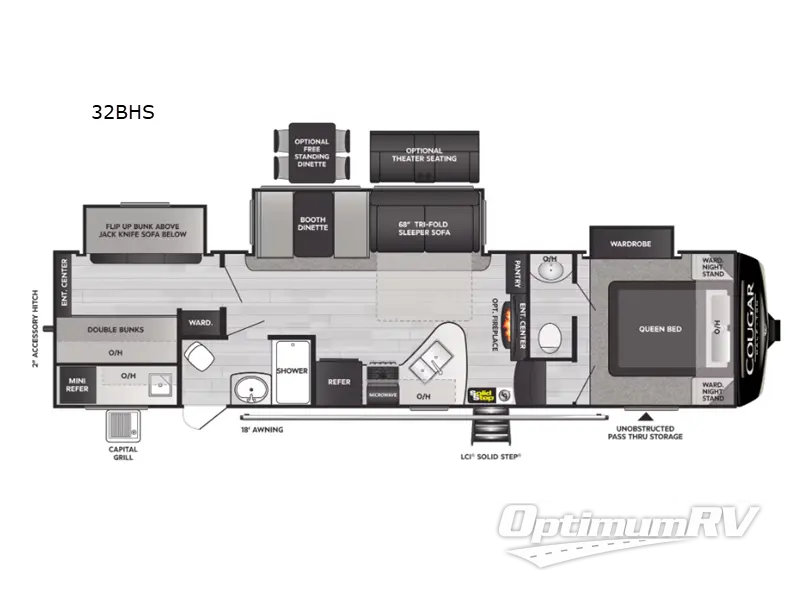 2023 Keystone Cougar Half-Ton 32BHS Floorplan Photo
