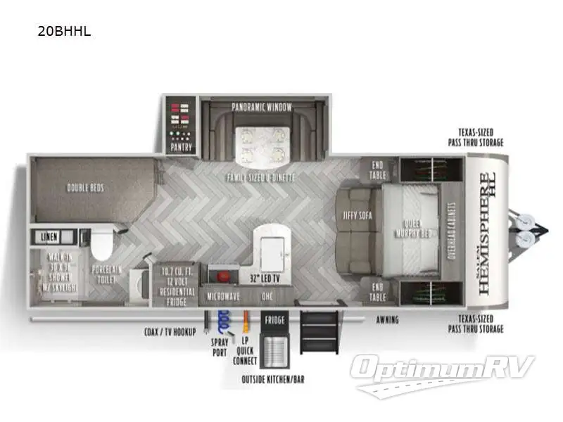 2021 Forest River Salem Hemisphere Hyper-Lyte 20BHHL Floorplan Photo