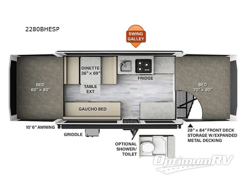 2023 Forest River Rockwood Extreme Sports 2280BHESP RV Floorplan Photo